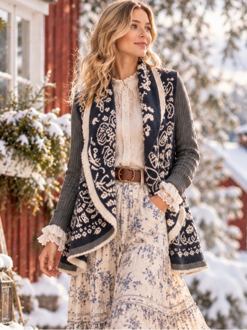 Anthropologie Sleeping On Snow First Snow Cardigan M NWT Navy Blue Floral